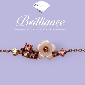 Brilliance Fine Jewelry Mother of Pearl Swarovski Gold Rose-tone Necklace